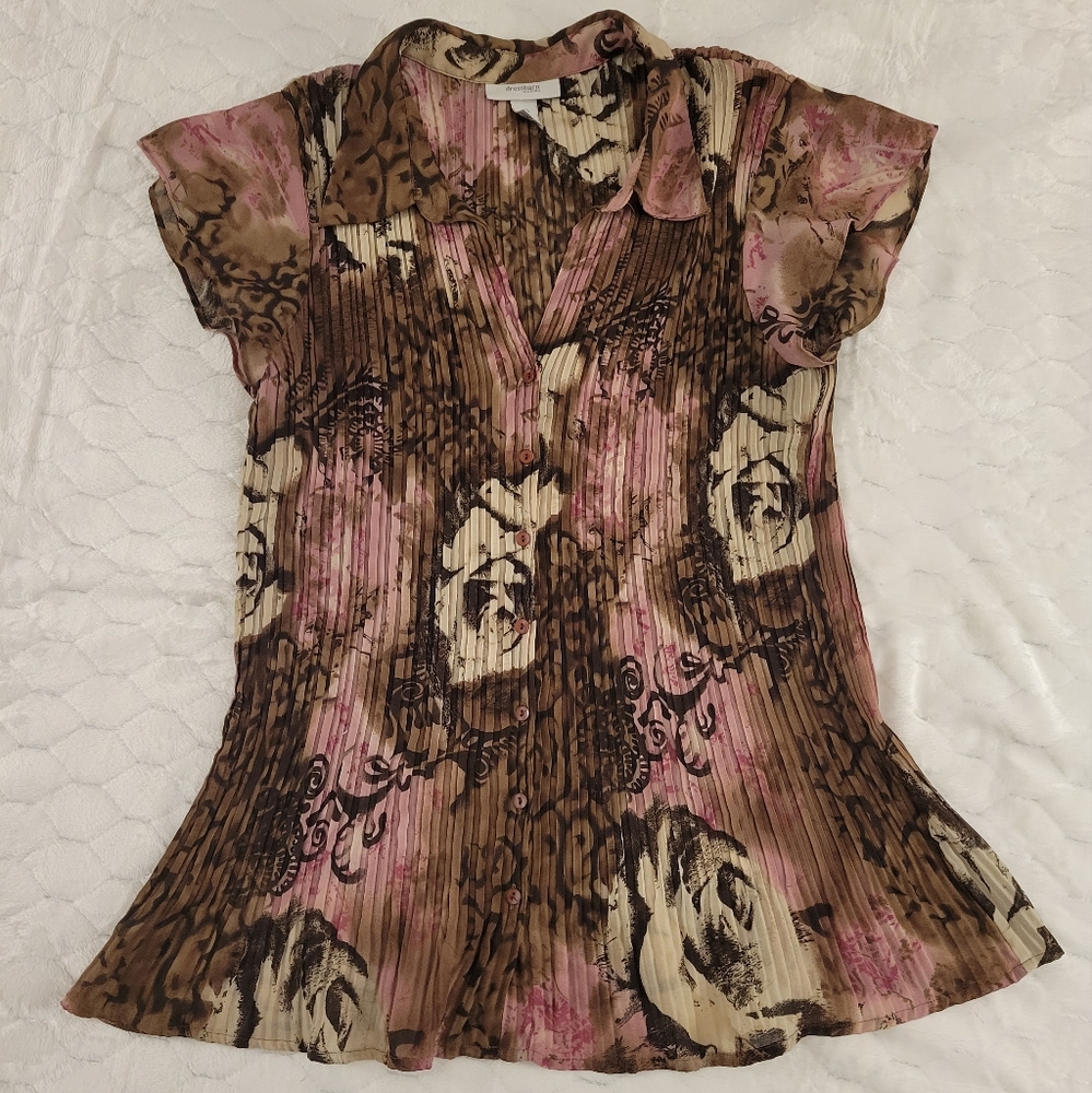 Dress Barn 1x micro-pleat blouse